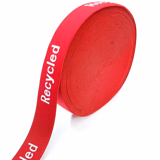 Atacado Banda Elástica RPET Cinta de Poliéster Reciclado Tamanho Personalizado Logo Grs Certificação Jacquard Spandex Cinta para Vestuário
