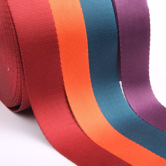 Tecido ecológico Jacquard Tecido RPET Cinto plano Tubular Nylon Algodão PP/Polipropileno Poliéster Cinta
