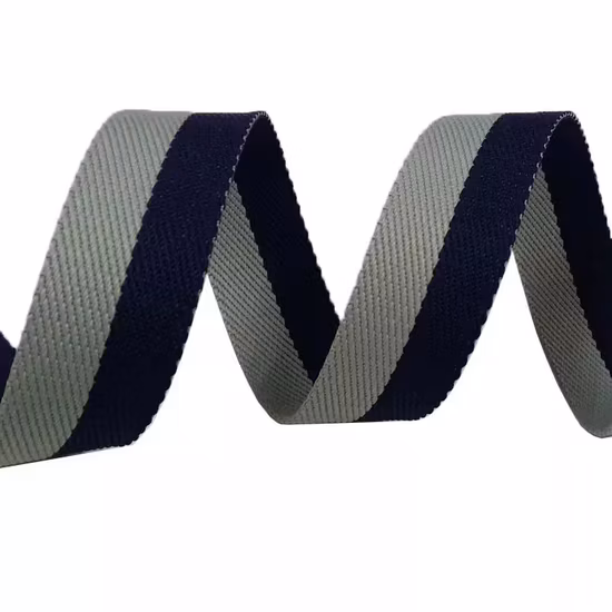 Cinta de poliéster RPET listrada bicolor personalizada Robbin para bolsas 38 mm/1,5 pol.